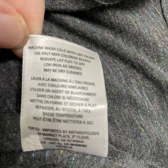 Anthropologie Postmark Bell Sleeve Rainbow Stripes Turtleneck Shirt Top Medium - Picture 6 of 10